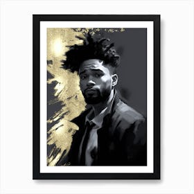 Black Man with Gold Abstract 5 Art Print