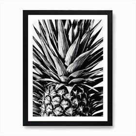 Pineapple - Black And White Drawing Art Print