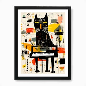 Cat Playing Piano Art Print