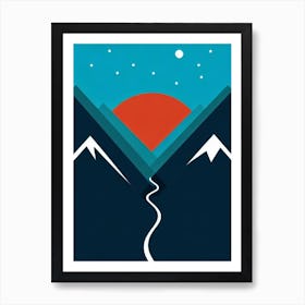 Thredbo, Australia Modern Illustration Skiing Poster Art Print