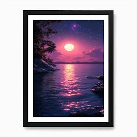 Moonlight Over Water 1 Art Print