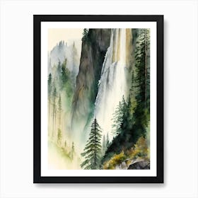 Horsetail Falls, United States Water Colour  (2) Art Print