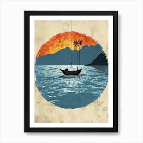 Sunset In A Boat 2 Art Print