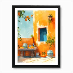 Oranges And Pots Mediterranean Art Print