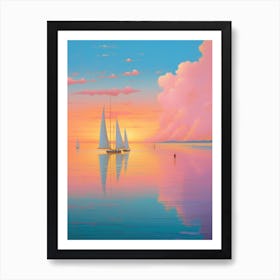 Sunset Sailboats 3 Art Print