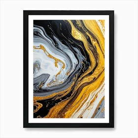 Abstract Texture On A Wall Swirling Pattern Of Fluid Gold Silver Yellow Grey And Black Resembli (4) Art Print