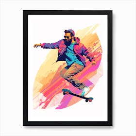 Skateboarding In Montreal, Canada Gradient Illustration 3 Art Print