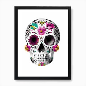 Sugar Skull Day Of The Dead Inspired Skull 1 Kawaii Art Print