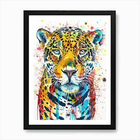 Jaguar Colourful Watercolour 4 Art Print