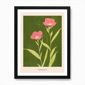 Pink & Green Veronica 1 Flower Poster Art Print