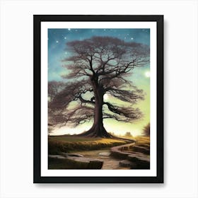 Nature Outdoors Cellphone Wallpaper Background Artistic Artwork Starlight Book Cover Wilderness Landscape Night Picturesque Plants Branches Scene Tree Art Print