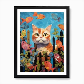 Cat In The Fish Tank Art Print