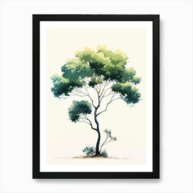 Acacia Tree Pixel Illustration 4 Art Print