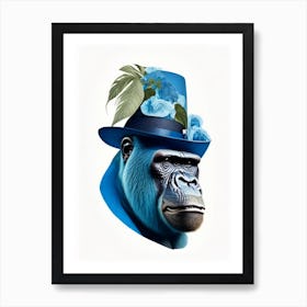 Gorilla In Bowler Hat Gorillas Decoupage 2 Art Print