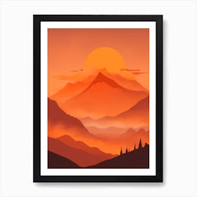 Misty Mountains Vertical Composition In Orange Tone 103 Art Print