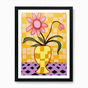 Wild Flowers Yellow Tones In Vase 1 Art Print