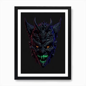 Oni Mask Neon Cyberpunk (7) Art Print