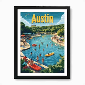 Aihrgdesign A 1970s Inspired Travel Poster For Austin Depicti 77bda500 8aba 4dd6 Bbbb 5f591743891b 2 Art Print