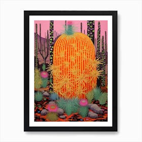 Mexican Style Cactus Illustration Golden Barrel Cactus 1 Art Print