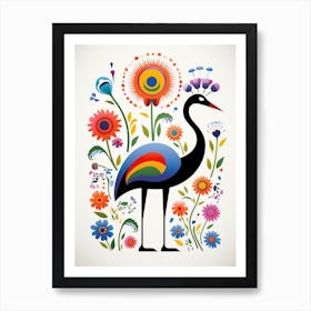 Scandinavian Bird Illustration Ostrich 4 Art Print
