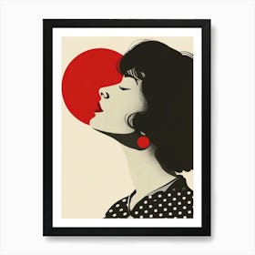 Woman With A Red Sun Art Print