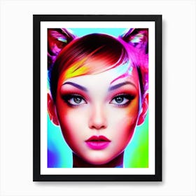 Girl With Cat Ears Art Print