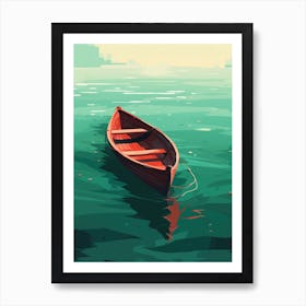 Red Boat In The Water Art Print