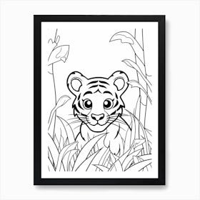 Line Art Jungle Animal Sumatran Tiger 3 Art Print