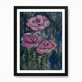 Modern Art With Pink Flowers Art Print