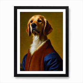 Golden Retriever 2 Renaissance Portrait Oil Painting Art Print