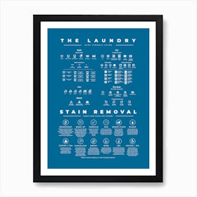 The Laundry Guide With Stain Removal Steel Blue Background Art Print