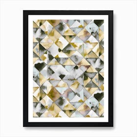 Moody Triangles Gold Silver Art Print