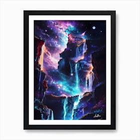 Fantasy Nebula Waterfall Art Print