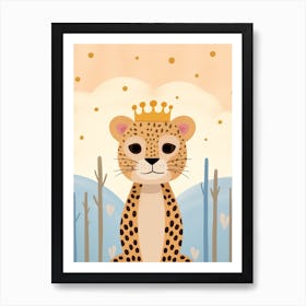 Little Cheetah 1 Wearing A Crown Art Print