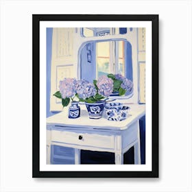Bathroom Vanity Painting With A Hydrangea Bouquet 1 Art Print