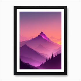 Misty Mountains Vertical Composition In Purple Tone 39 Art Print
