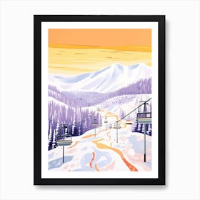 Banff Sunshine Village   Alberta, Canada, Ski Resort Pastel Colours Illustration 0 Art Print