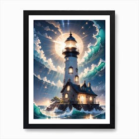 A Lighthouse In The Middle Of The Ocean 54 Art Print