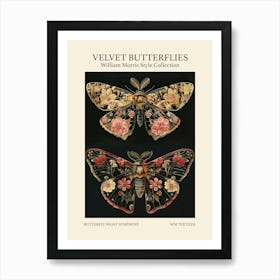 Velvet Butterflies Collection Butterfly Night Symphony William Morris Style 4 Poster