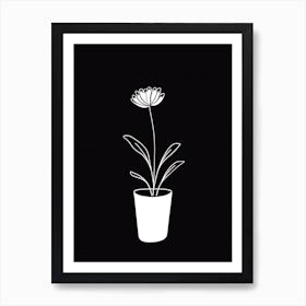 Flower In A Vase Line Art 5 Art Print