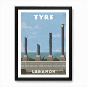 Tyre, Lebanon - Retro travel minimalist poster Art Print