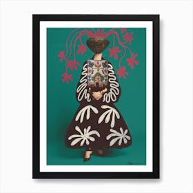 Dressed Teal & Brown Art Print