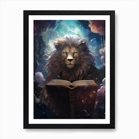 Lion Reading A Book 1 Art Print