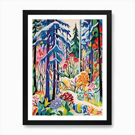 Winter Snow Snow Coniferous Forest Illustration 5 Art Print