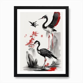 Chinese Cranes Art Print
