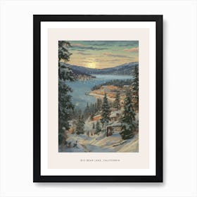Vintage Winter Poster Big Bear Lake California 1 Art Print