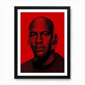 Michael Jordan American Basketball Player Legend in Line Illustration Art Print