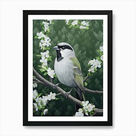 Ohara Koson Inspired Bird Painting Sparrow 2 Art Print