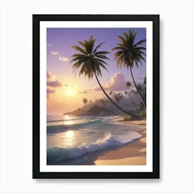 Sunset On The Beach Art Print