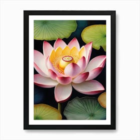 Vintage Lotus Flower India National Flower Art Print